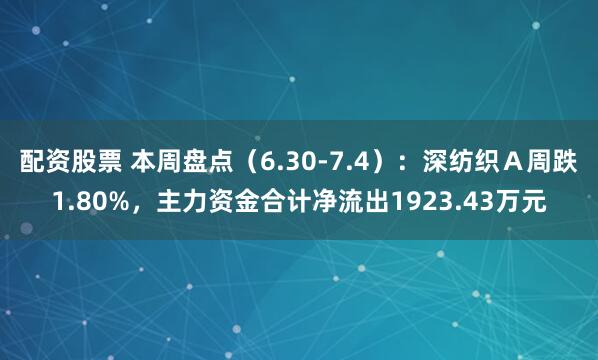 配资股票 本周盘点（6.30-7.4）：深纺织Ａ周跌1.80%，主力资金合计净流出1923.43万元
