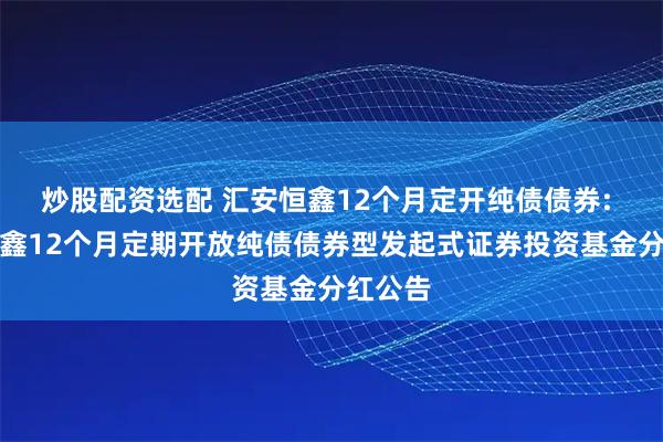 炒股配资选配 汇安恒鑫12个月定开纯债债券: 汇安恒鑫12个月定期开放纯债债券型发起式证券投资基金分红公告
